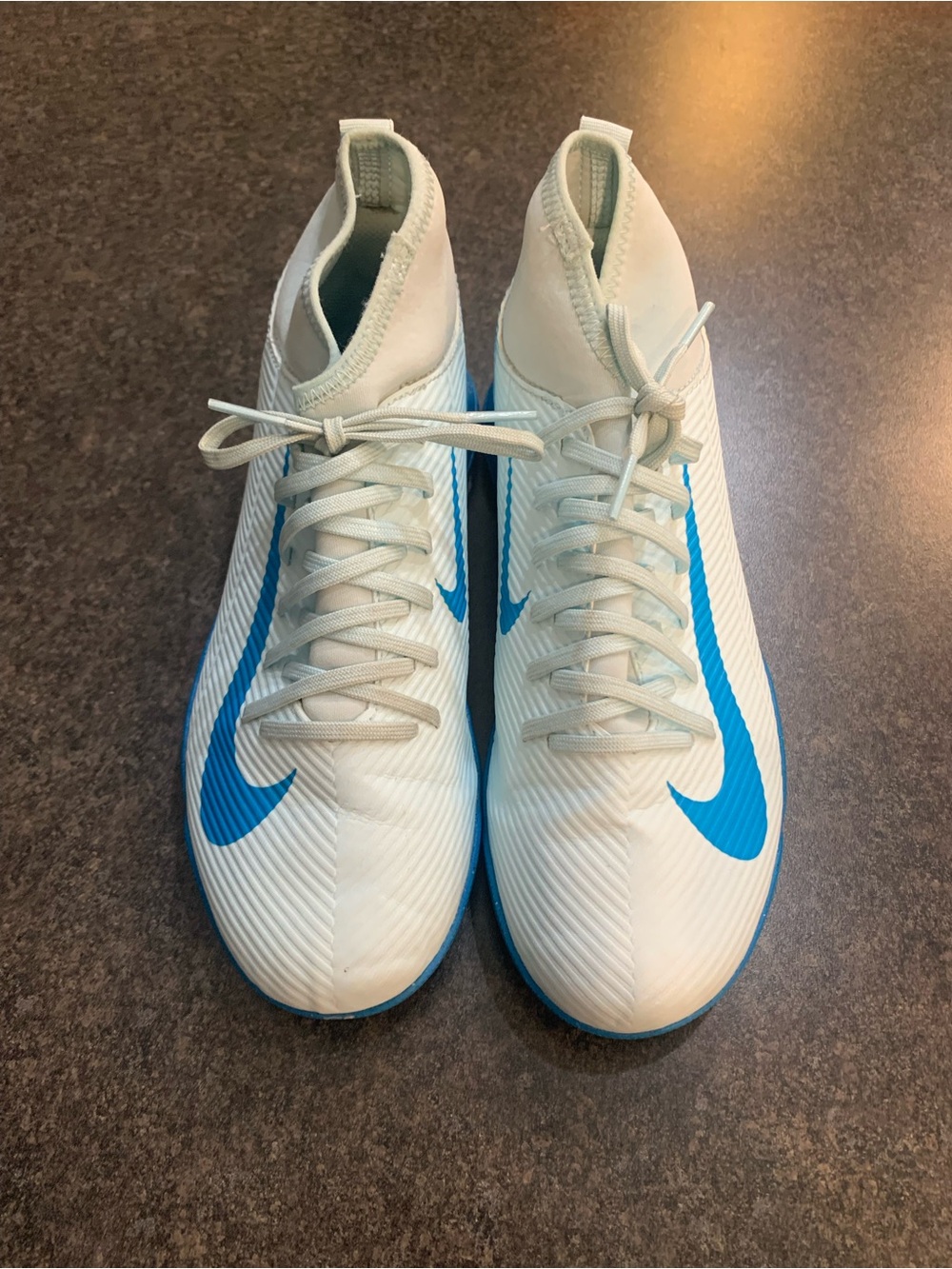 Nike White and Blue Women's Athletic Soccer Cleats